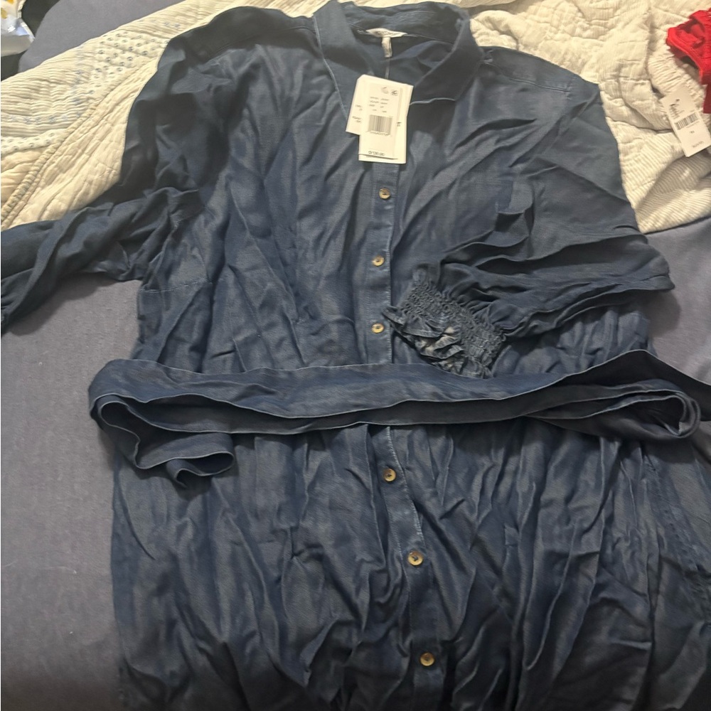 Foxcroft Navy Button-Up Dress nwt